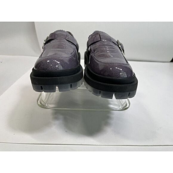 Free People Womens Purple Gray Loafer Lug Sole Patent Leather Shoes 40 EU 10 US - Picture 6 of 16